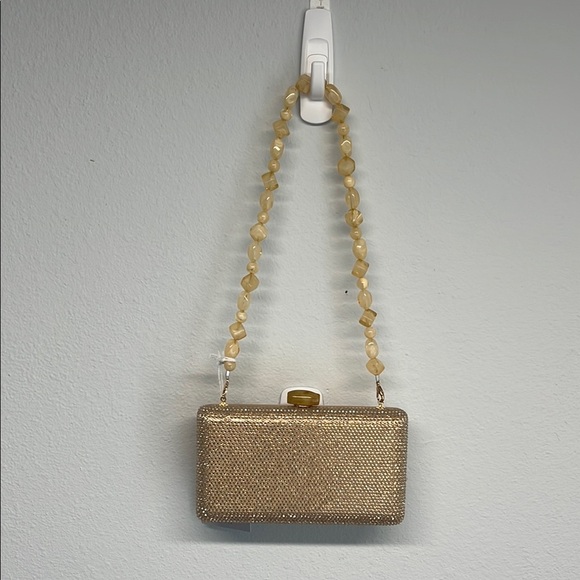 Haute Hippie Gold Clutch with Beaded Strap - Picture 1 of 14